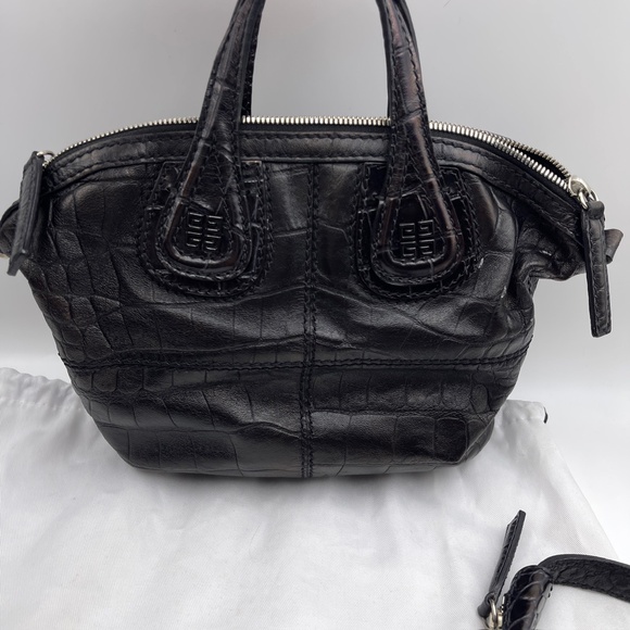 GIVENCHY Nightingale Calfskin Leather handbag Zipper bag Strap black brown HTF - Picture 4 of 12